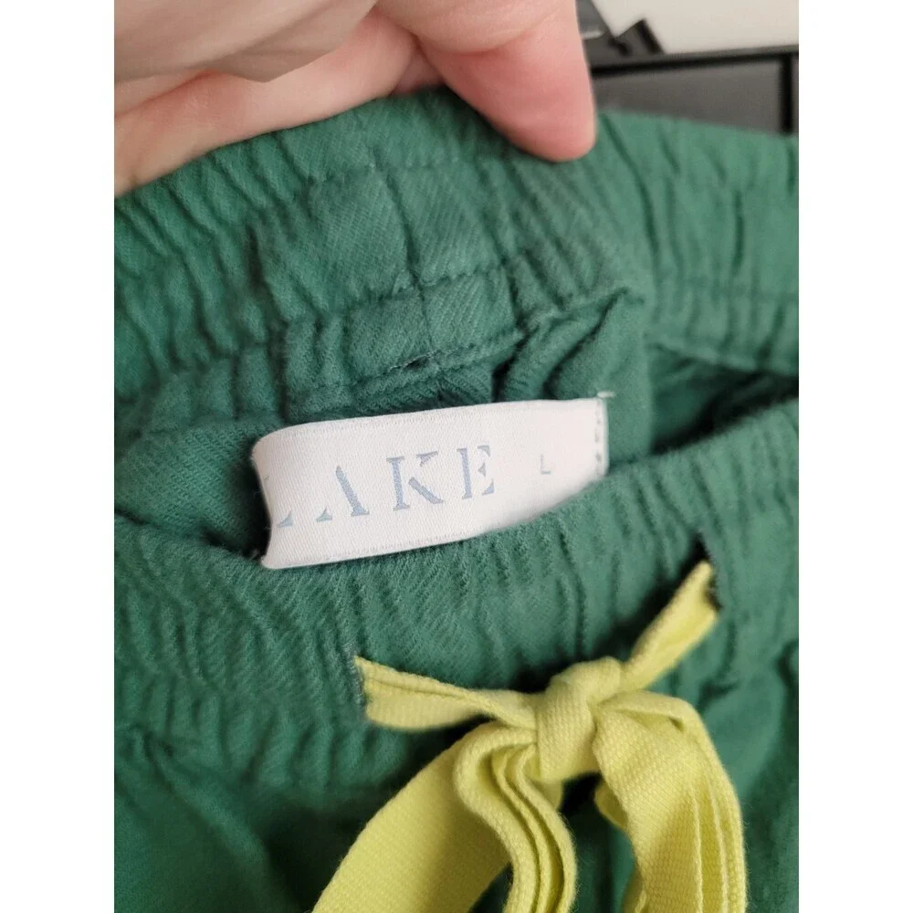 LAKE Green Yellow Trim Flannel Pajama Pants Sleepwear Sz L